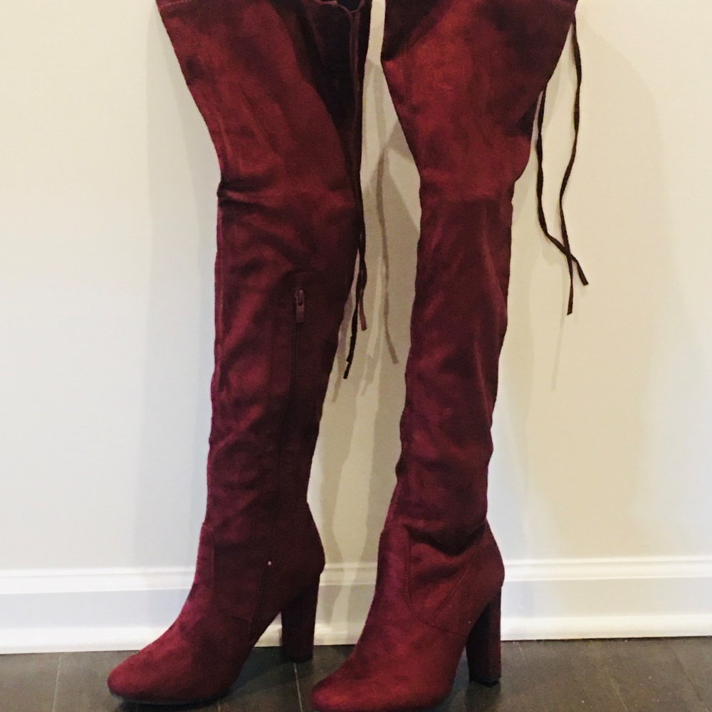New Wine Vegan Suede Over The Knee Boots - Picture 7 of 7